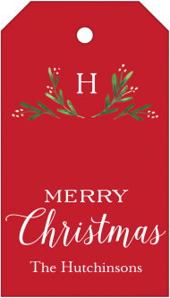 Merry Monogram Red Hanging Gift Tags